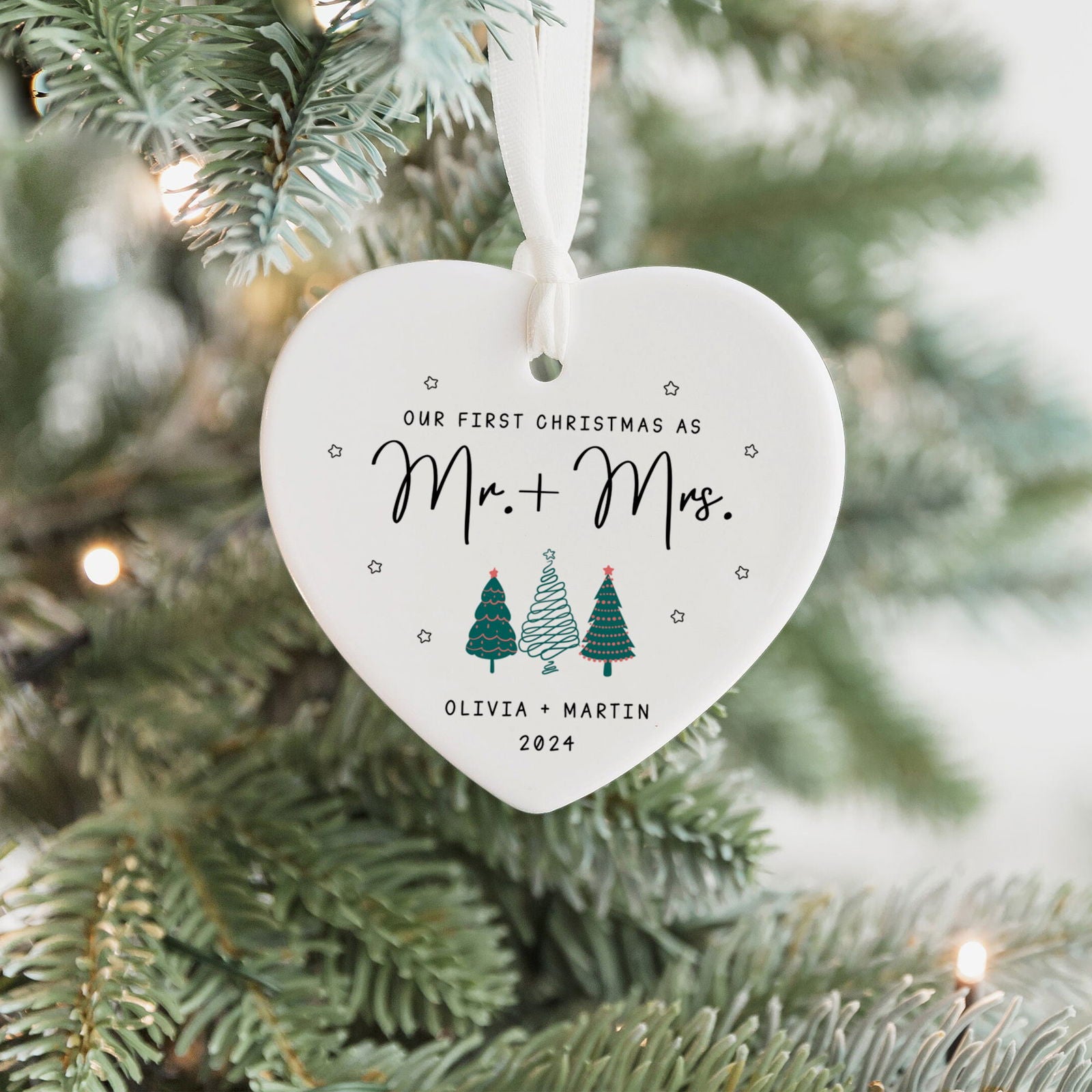 Engagement Ornament Gift For Couple, Newlywed Gift, Wedding Christmas Ornaments, Anniversary Gift For Husband Wife CY06-06 - Kindlytoys