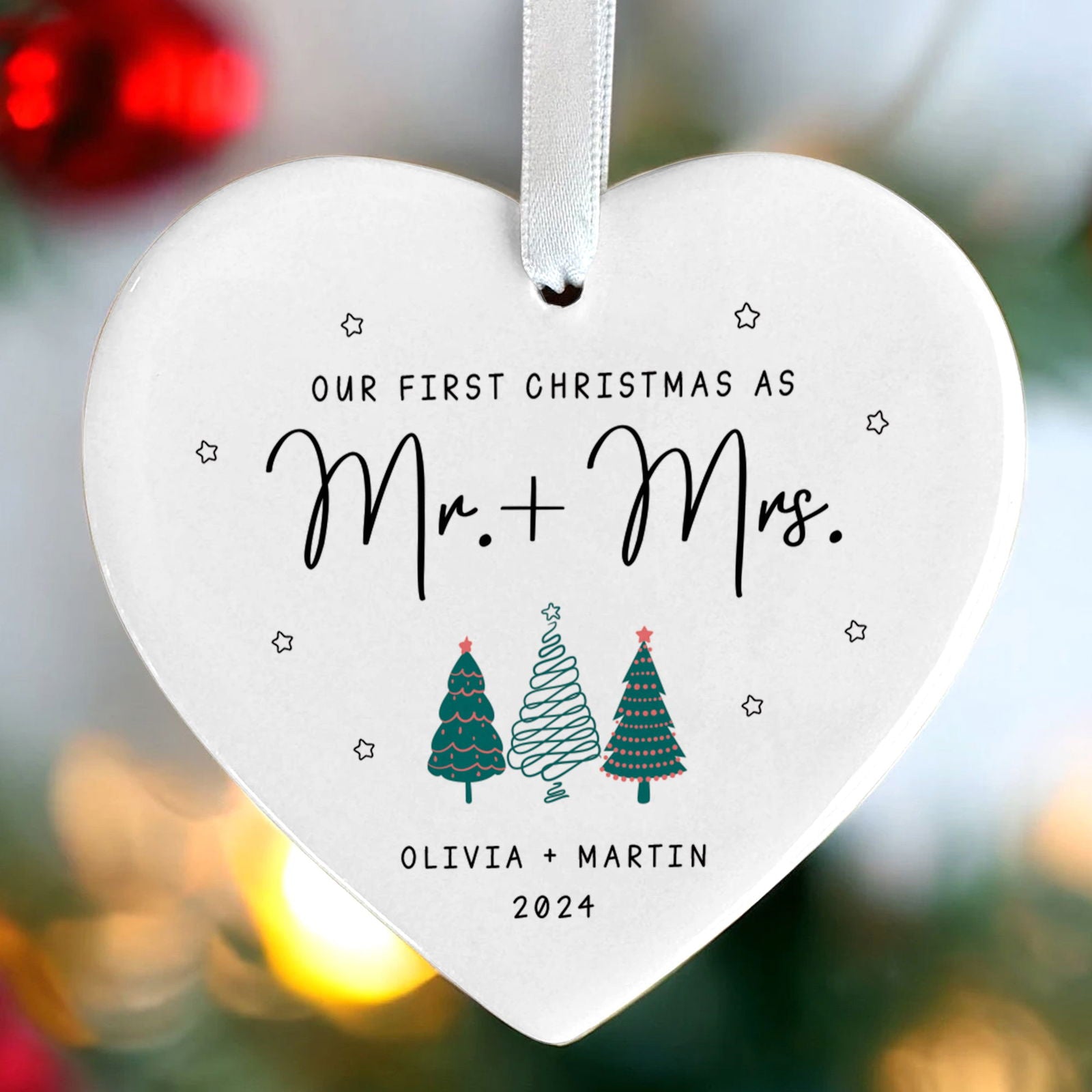 Engagement Ornament Gift For Couple, Newlywed Gift, Wedding Christmas Ornaments, Anniversary Gift For Husband Wife CY06-06 - Kindlytoys