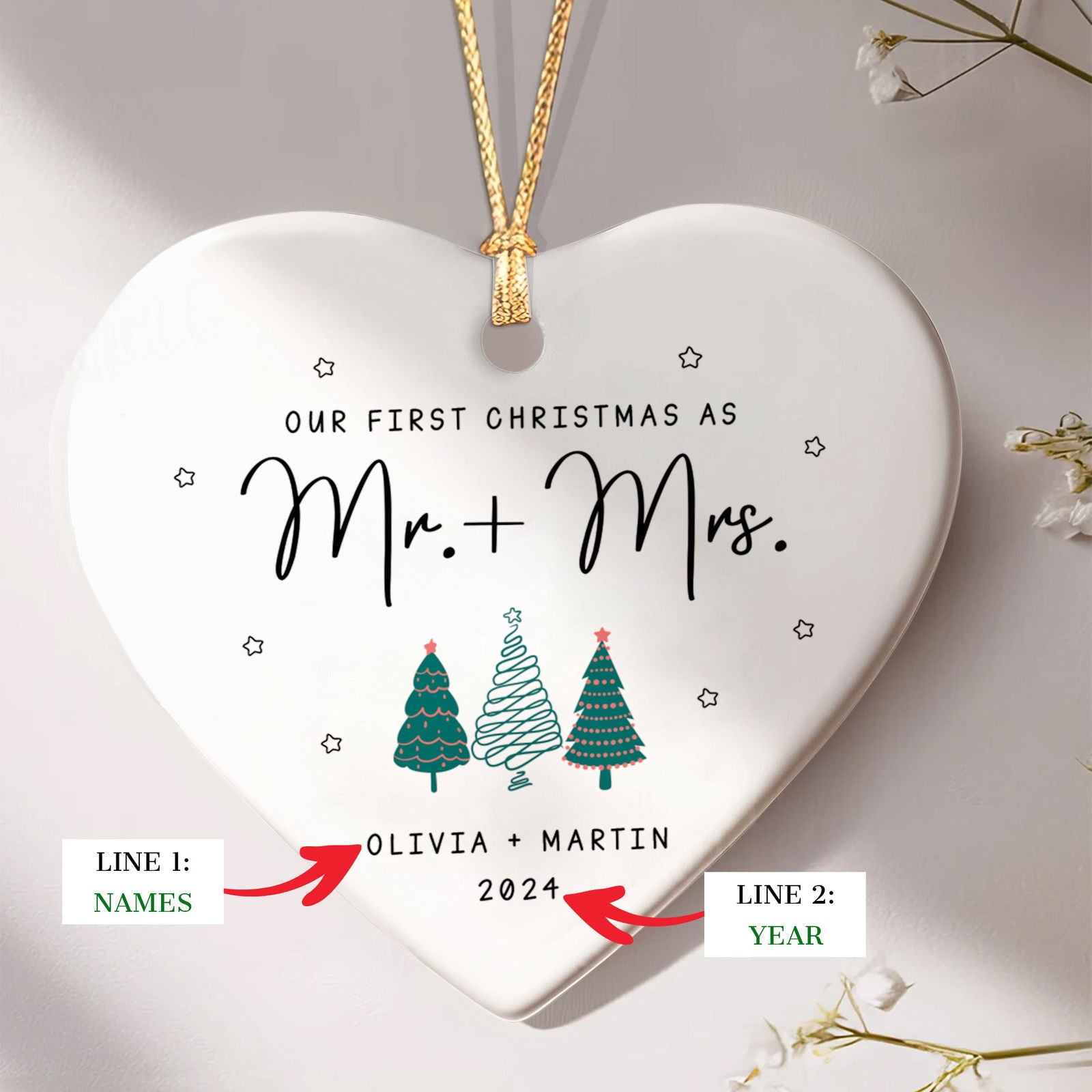 Engagement Ornament Gift For Couple, Newlywed Gift, Wedding Christmas Ornaments, Anniversary Gift For Husband Wife CY06-06 - Kindlytoys