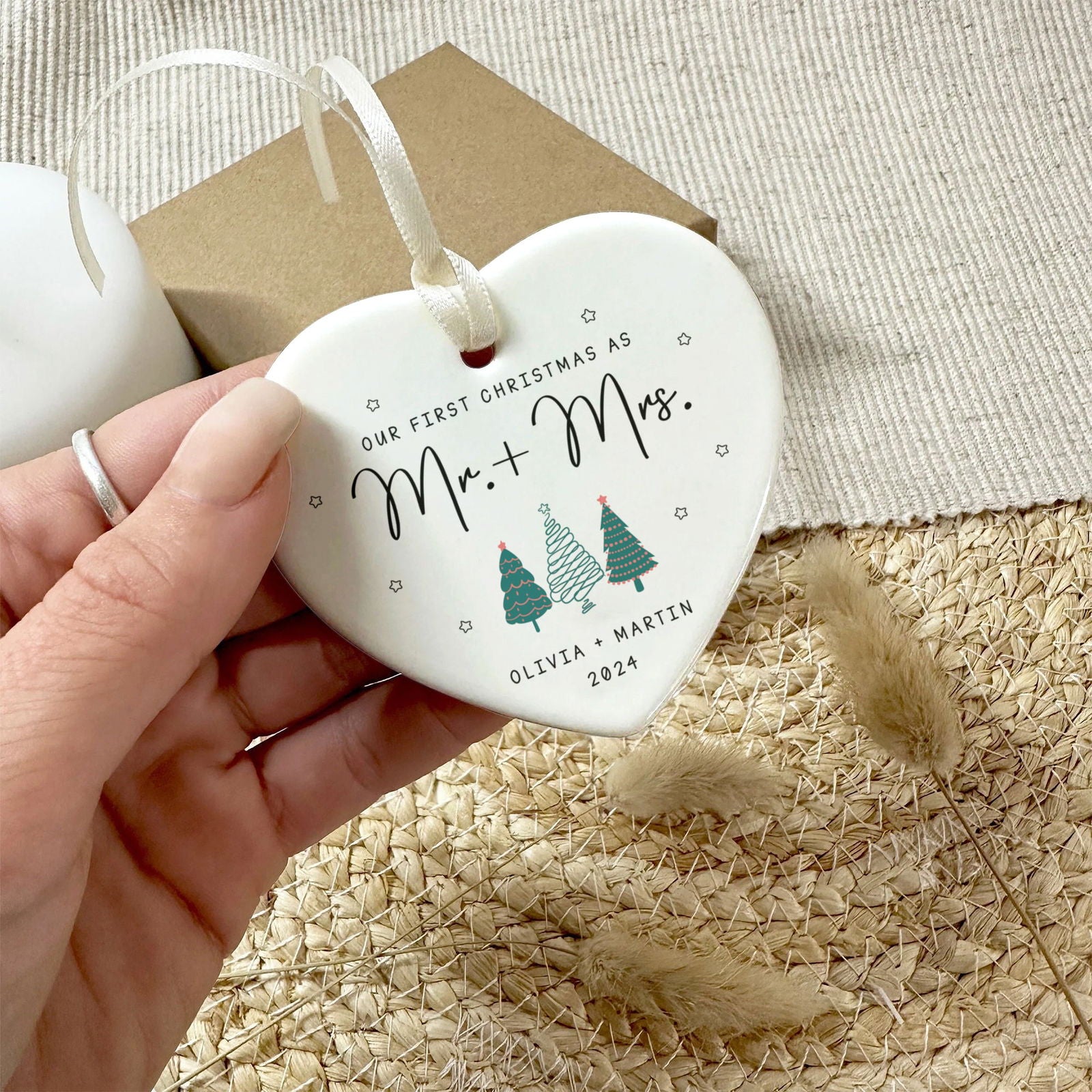 Engagement Ornament Gift For Couple, Newlywed Gift, Wedding Christmas Ornaments, Anniversary Gift For Husband Wife CY06-06 - Kindlytoys