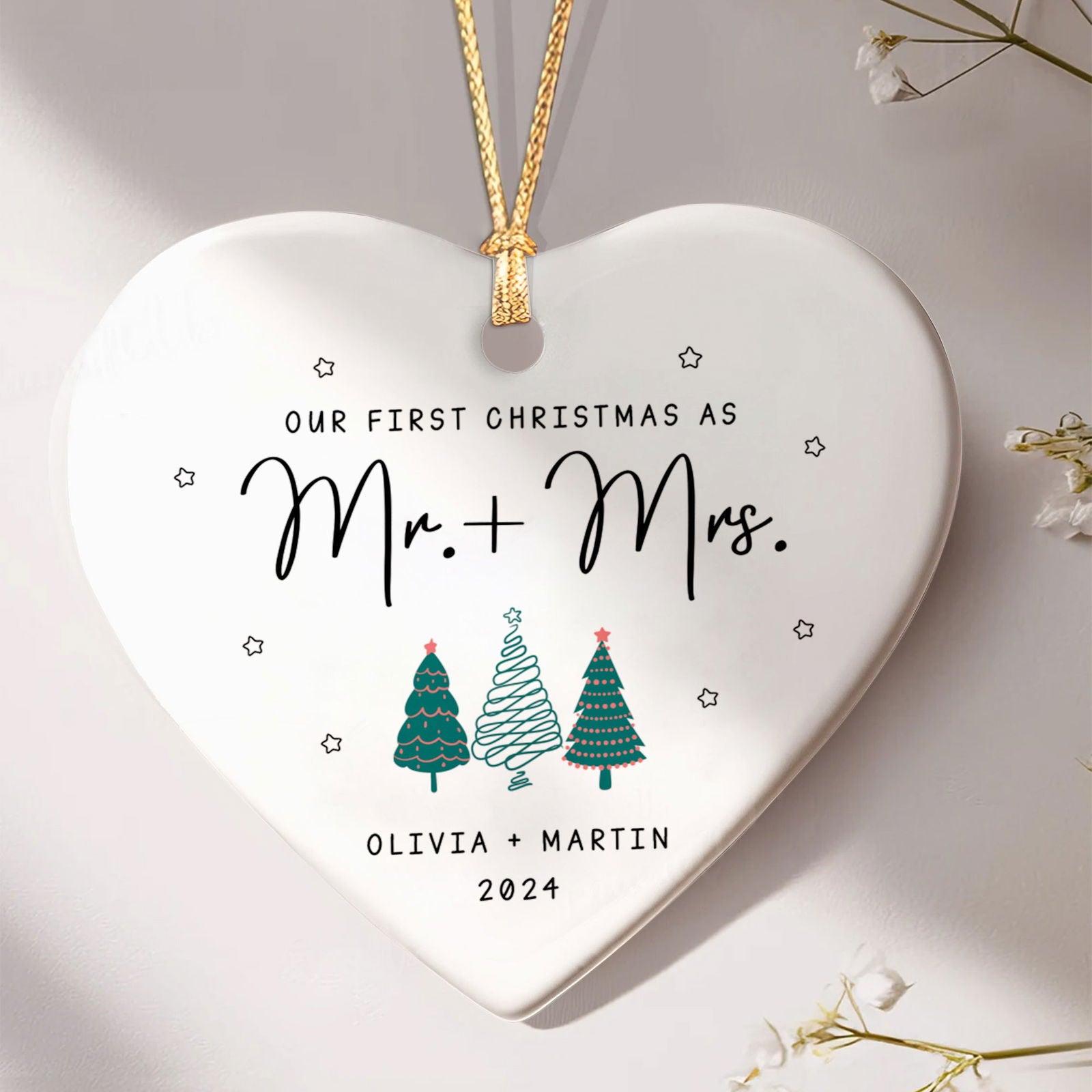 Engagement Ornament Gift For Couple, Newlywed Gift, Wedding Christmas Ornaments, Anniversary Gift For Husband Wife CY06-06 - Kindlytoys