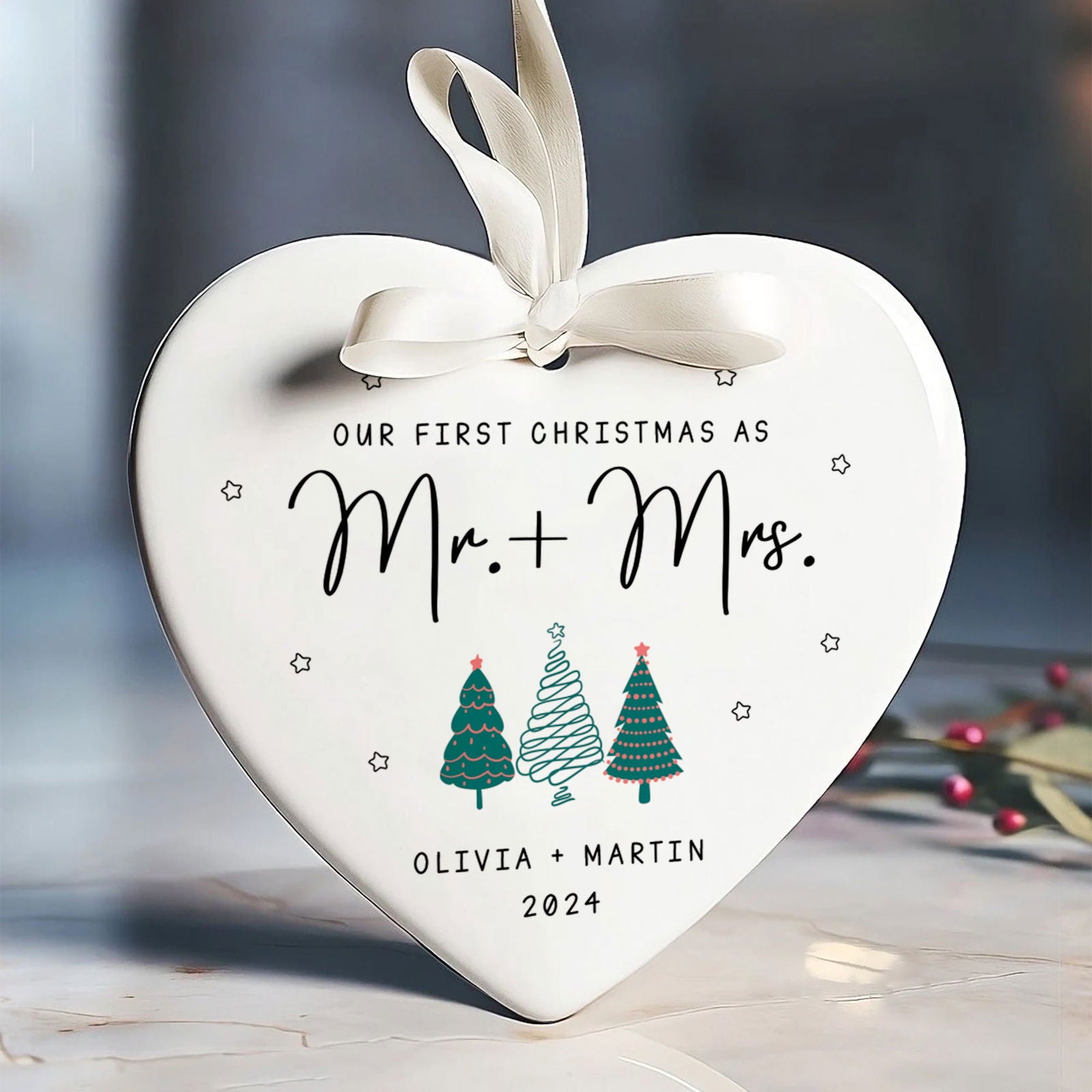 Engagement Ornament Gift For Couple, Newlywed Gift, Wedding Christmas Ornaments, Anniversary Gift For Husband Wife CY06-06 - Kindlytoys