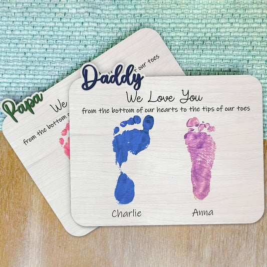 Father's Day Wooden Footprint DIY, Kids footprint craft, Gift for Grandpa, Gift for Dad, presents for dad FP01 - Kindlytoys