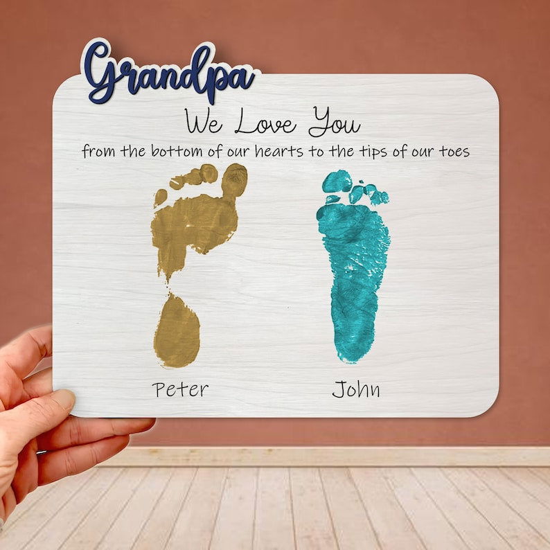 Father's Day Wooden Footprint DIY, Kids footprint craft, Gift for Grandpa, Gift for Dad, presents for dad FP01 - Kindlytoys