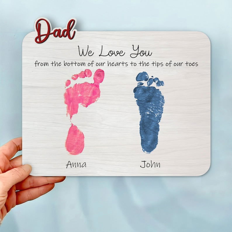 Father's Day Wooden Footprint DIY, Kids footprint craft, Gift for Grandpa, Gift for Dad, presents for dad FP01 - Kindlytoys