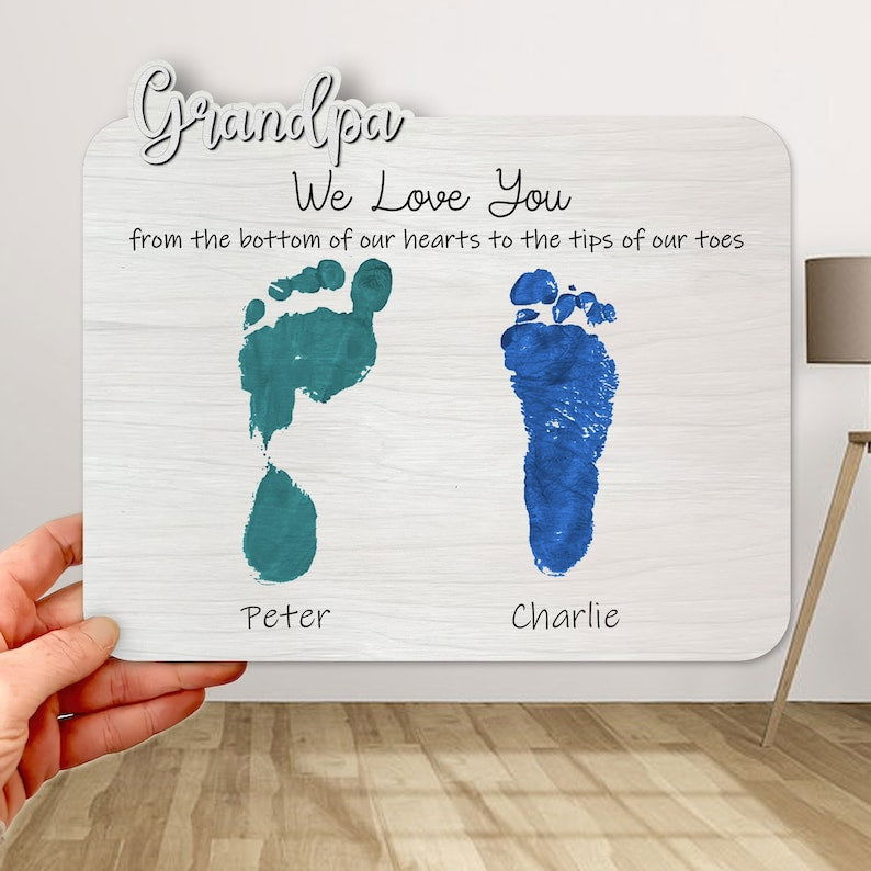 Father's Day Wooden Footprint DIY, Kids footprint craft, Gift for Grandpa, Gift for Dad, presents for dad FP01 - Kindlytoys
