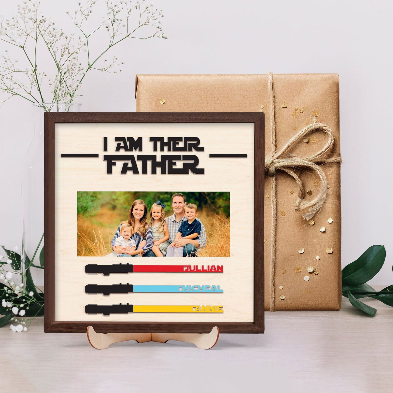 Fathers Day Gift With Photo Wooden Sign, I Am Their Father Wooden Sign, Gift ideas for dad, Presents for dad IA02 - Kindlytoys