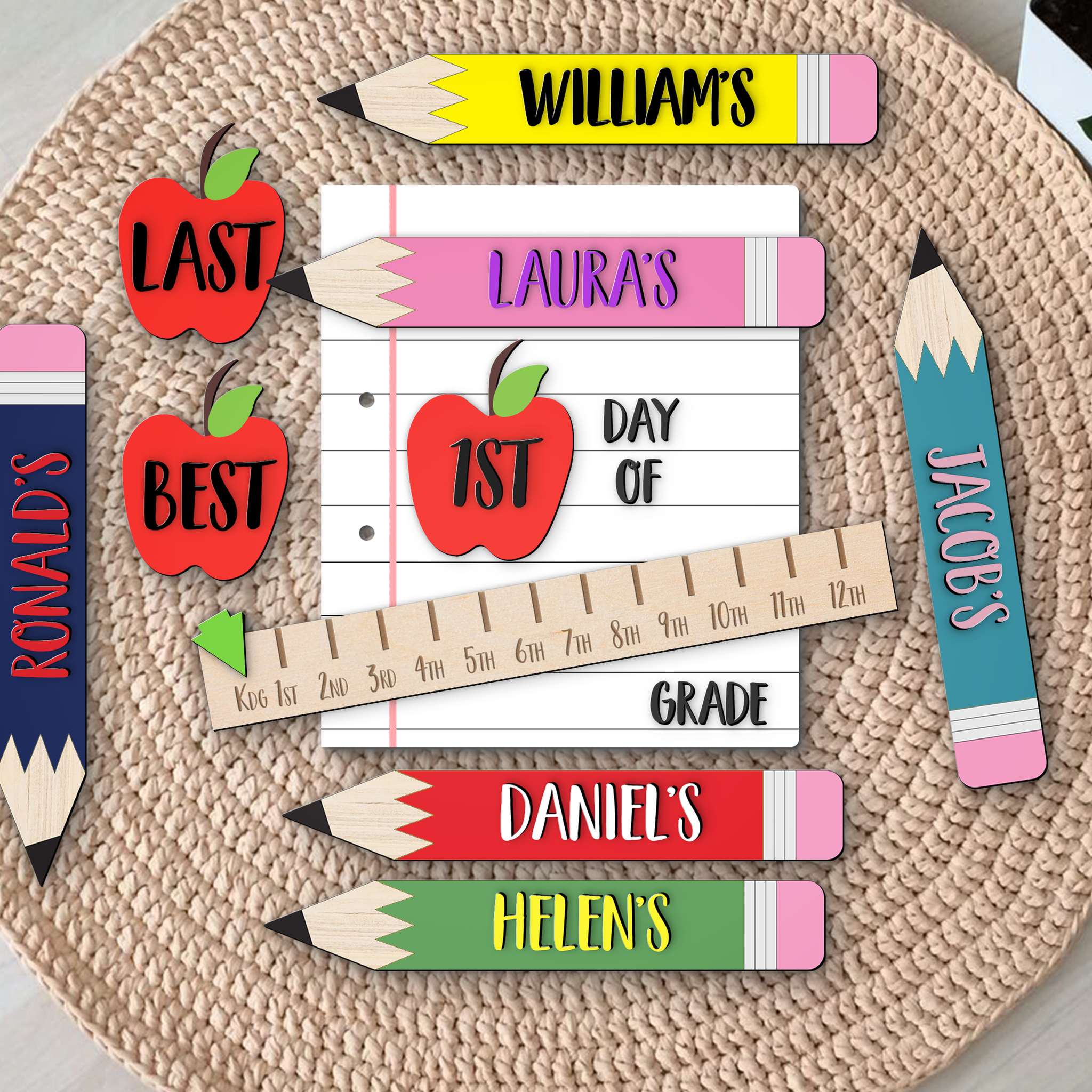 Personalized First Day of School Photo Prop Reusable for Kids SS08