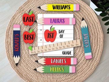 Personalized First Day of School Photo Prop Reusable for Kids SS08