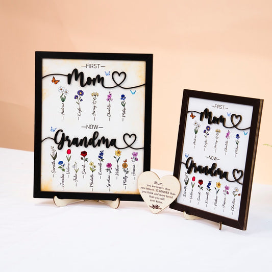 Personalize First Mom Now Grandma Sign, Mother's Day Gift, Custom Grandma's Garden Sign, Birth Month Flowers Sign, Gift for Mom and Grandma MX01