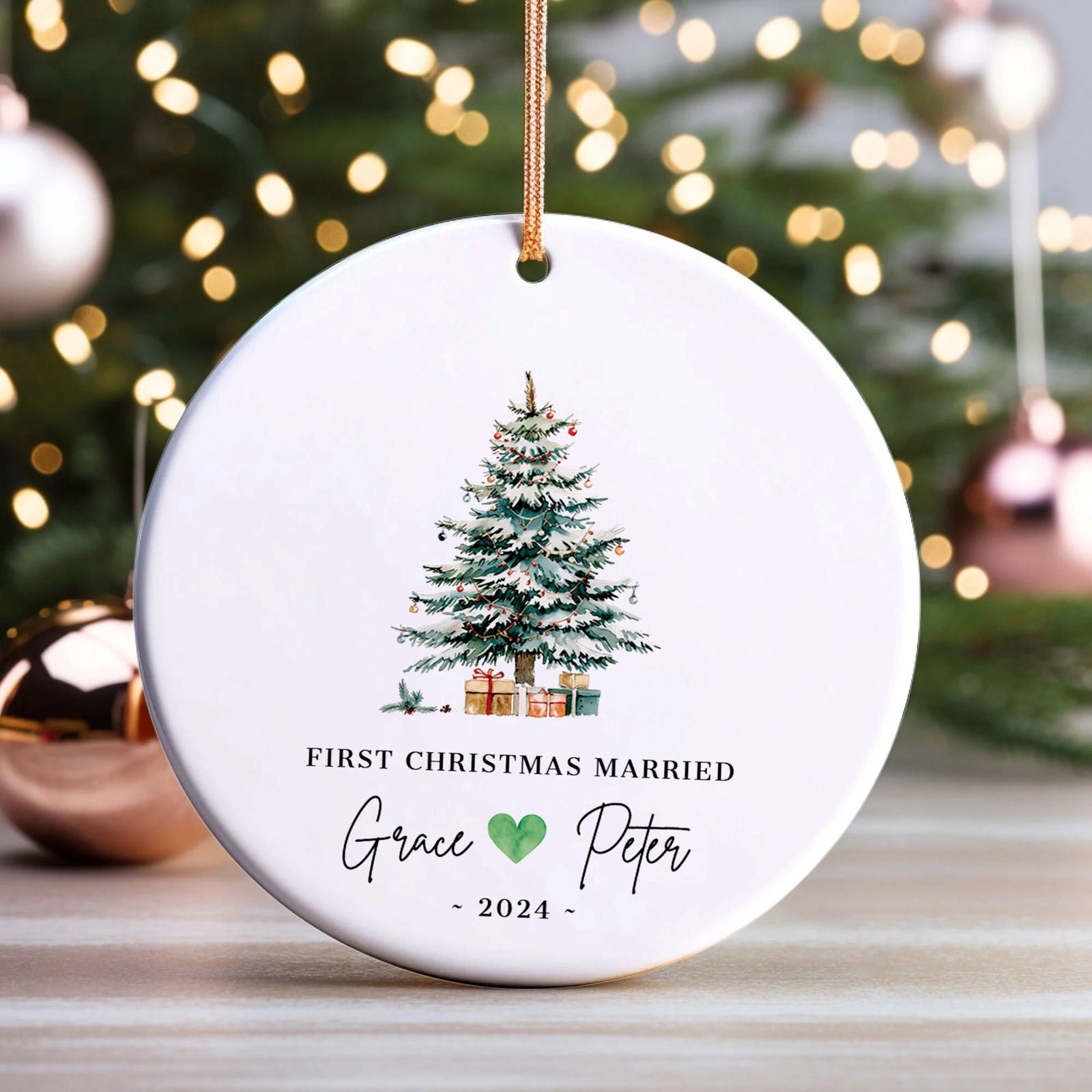 First Christmas Married Ornament, Mr Mrs Ornament, Personalized Wedding Gift, Newlywed Christmas Gift, Our First Christmas Ornament CX06-26 - Kindlytoys