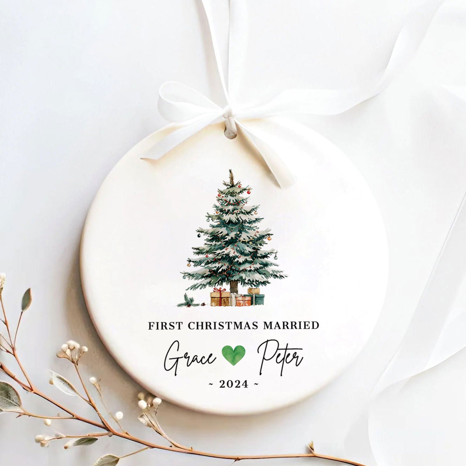 First Christmas Married Ornament, Mr Mrs Ornament, Personalized Wedding Gift, Newlywed Christmas Gift, Our First Christmas Ornament CX06-26 - Kindlytoys