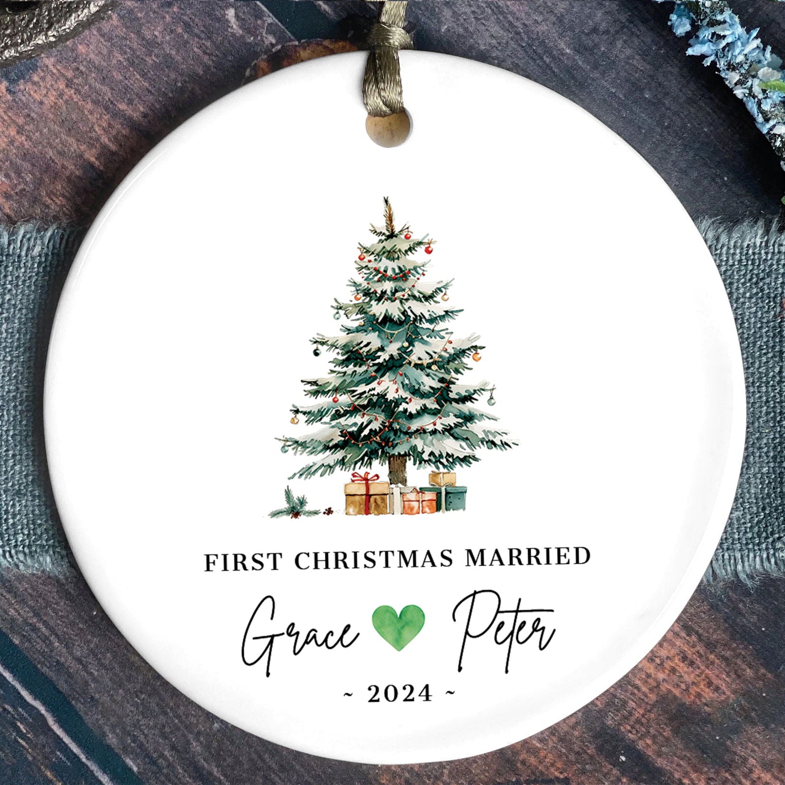 First Christmas Married Ornament, Mr Mrs Ornament, Personalized Wedding Gift, Newlywed Christmas Gift, Our First Christmas Ornament CX06-26 - Kindlytoys