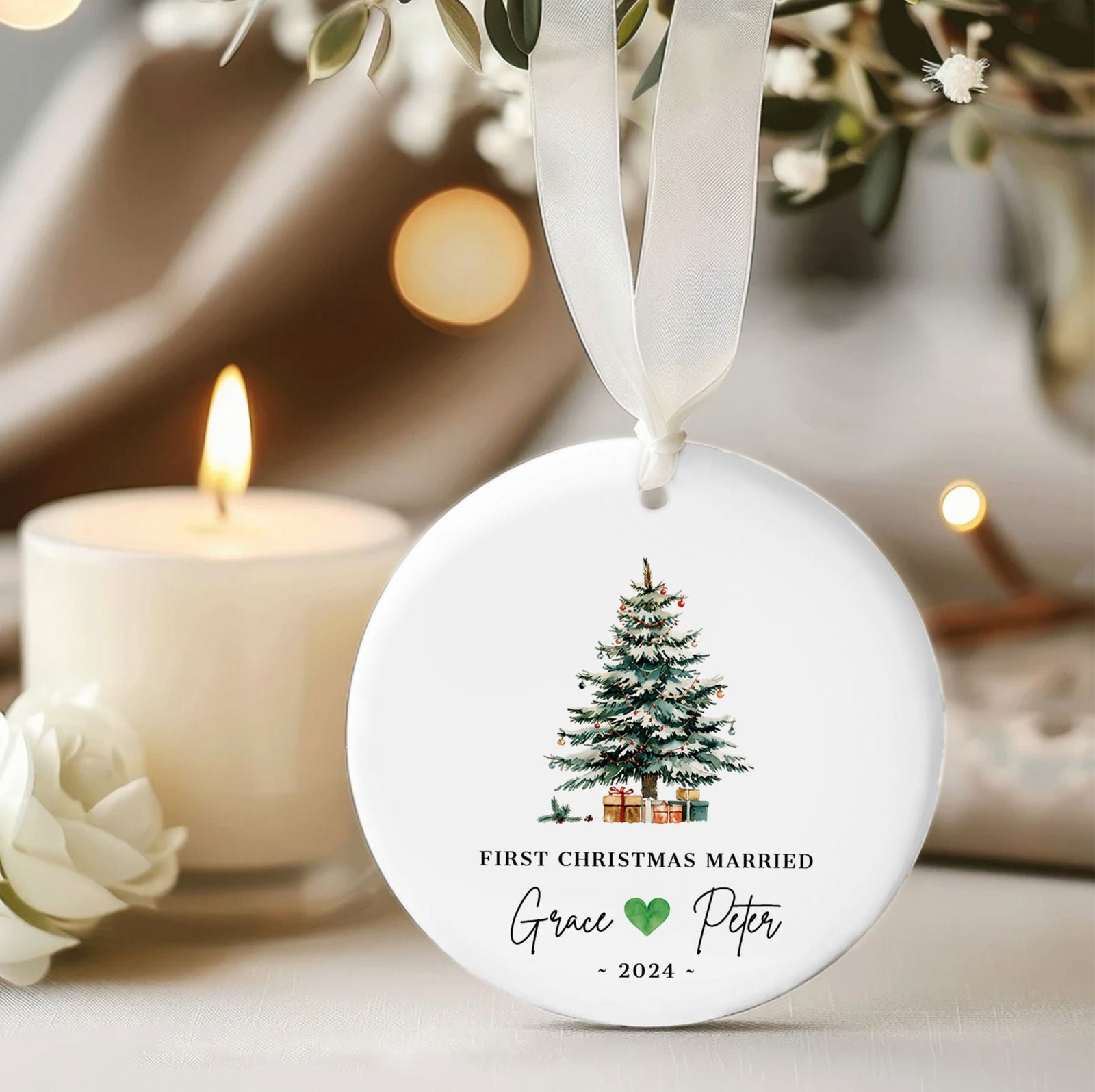 First Christmas Married Ornament, Mr Mrs Ornament, Personalized Wedding Gift, Newlywed Christmas Gift, Our First Christmas Ornament CX06-26 - Kindlytoys
