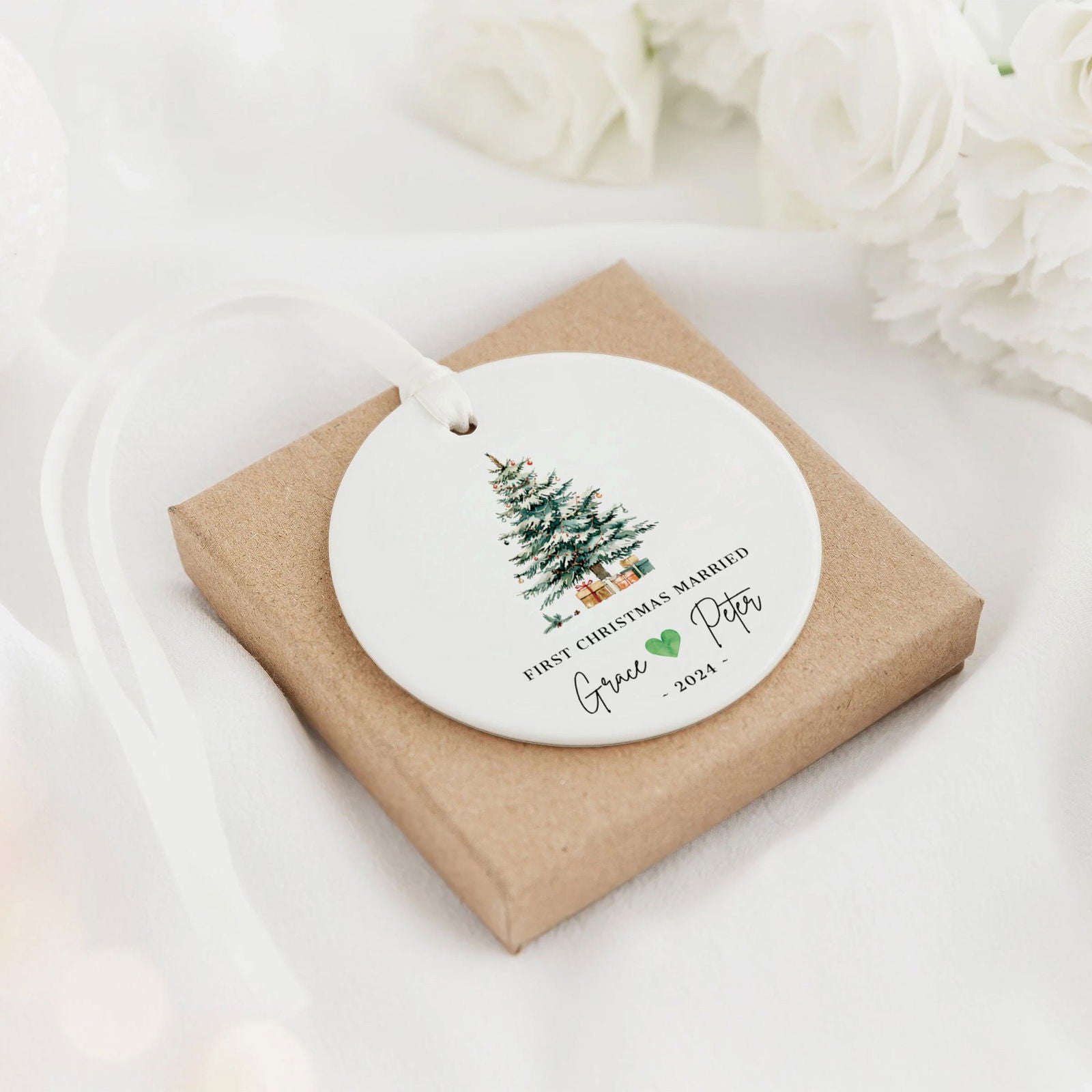 First Christmas Married Ornament, Mr Mrs Ornament, Personalized Wedding Gift, Newlywed Christmas Gift, Our First Christmas Ornament CX06-26 - Kindlytoys