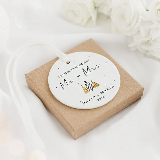 First Christmas Married Ornament,  Mr and Mrs Tree Christmas Ornament, First Christmas Married Gift, Newlywed Gift CX06-31 - Kindlytoys