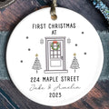 First Christmas in Our New Home White Christmas Ornament, Theme Ceramic Round Shaped Sign Plaque Ornament Keepsake, Gift for Family Friends, Celebarting New House CX03-5 - Kindlytoys