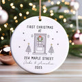 First Christmas in Our New Home White Christmas Ornament, Theme Ceramic Round Shaped Sign Plaque Ornament Keepsake, Gift for Family Friends, Celebarting New House CX03-5 - Kindlytoys