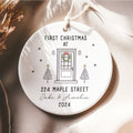 First Christmas in Our New Home White Christmas Ornament, Theme Ceramic Round Shaped Sign Plaque Ornament Keepsake, Gift for Family Friends, Celebarting New House CX03-5 - Kindlytoys
