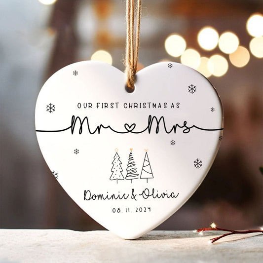 First Married Christmas Ornament 2024, Personalized Our First Christmas As Mr & Mrs Ornament, Married Ornament, Wedding Ornament, Mr And Mrs Gifts CY05-9 - Kindlytoys
