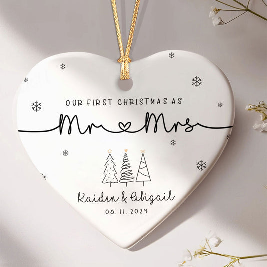 First Married Christmas Ornament 2024, Personalized Our First Christmas As Mr & Mrs Ornament, Married Ornament, Wedding Ornament, Mr And Mrs Gifts CY05-9 - Kindlytoys