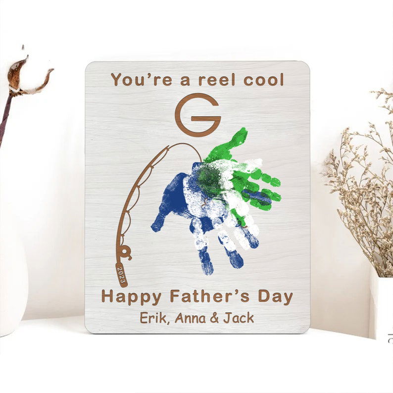 Fishing Handprint For Father Day Gift, Fish Handprint, Personalized gifts for dad, Gift ideas for dad RC01 - Kindlytoys