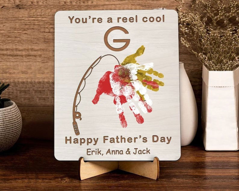 Fishing Handprint For Father Day Gift, Fish Handprint, Personalized gifts for dad, Gift ideas for dad RC01 - Kindlytoys