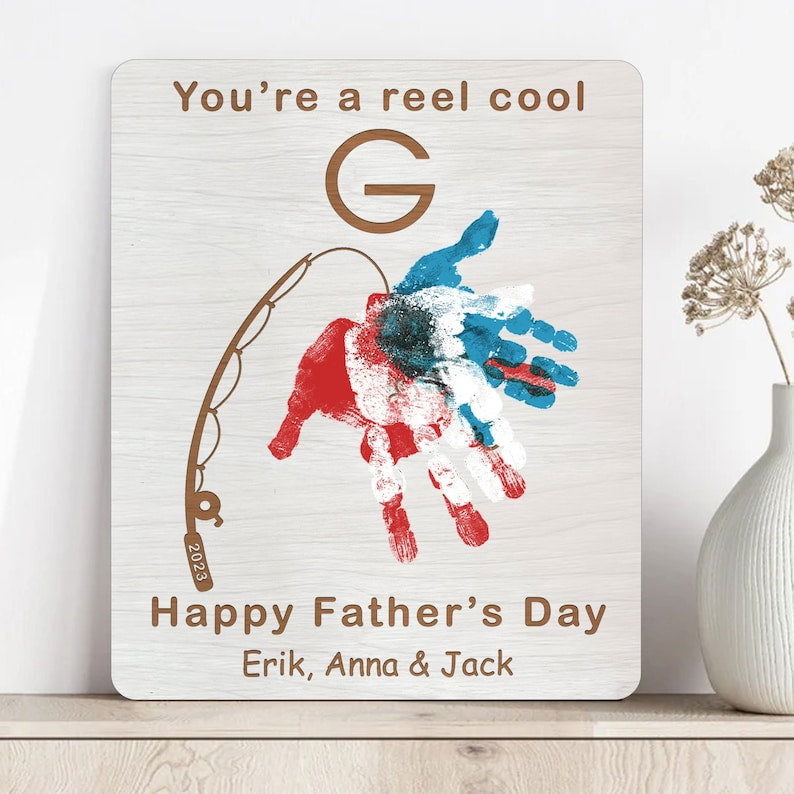 Fishing Handprint For Father Day Gift, Fish Handprint, Personalized gifts for dad, Gift ideas for dad RC01 - Kindlytoys
