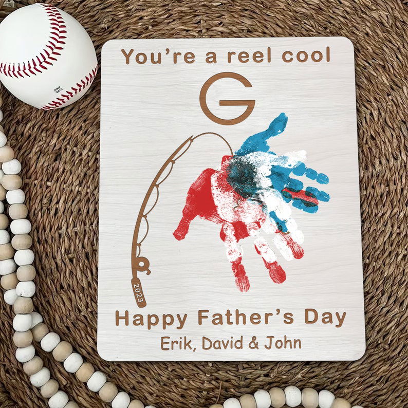 Fishing Handprint For Father Day Gift, Fish Handprint, Personalized gifts for dad, Gift ideas for dad RC01 - Kindlytoys