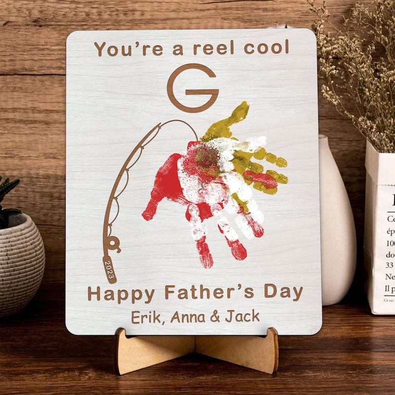 Fishing Handprint For Father Day Gift, Fish Handprint, Personalized gifts for dad, Gift ideas for dad RC01 - Kindlytoys