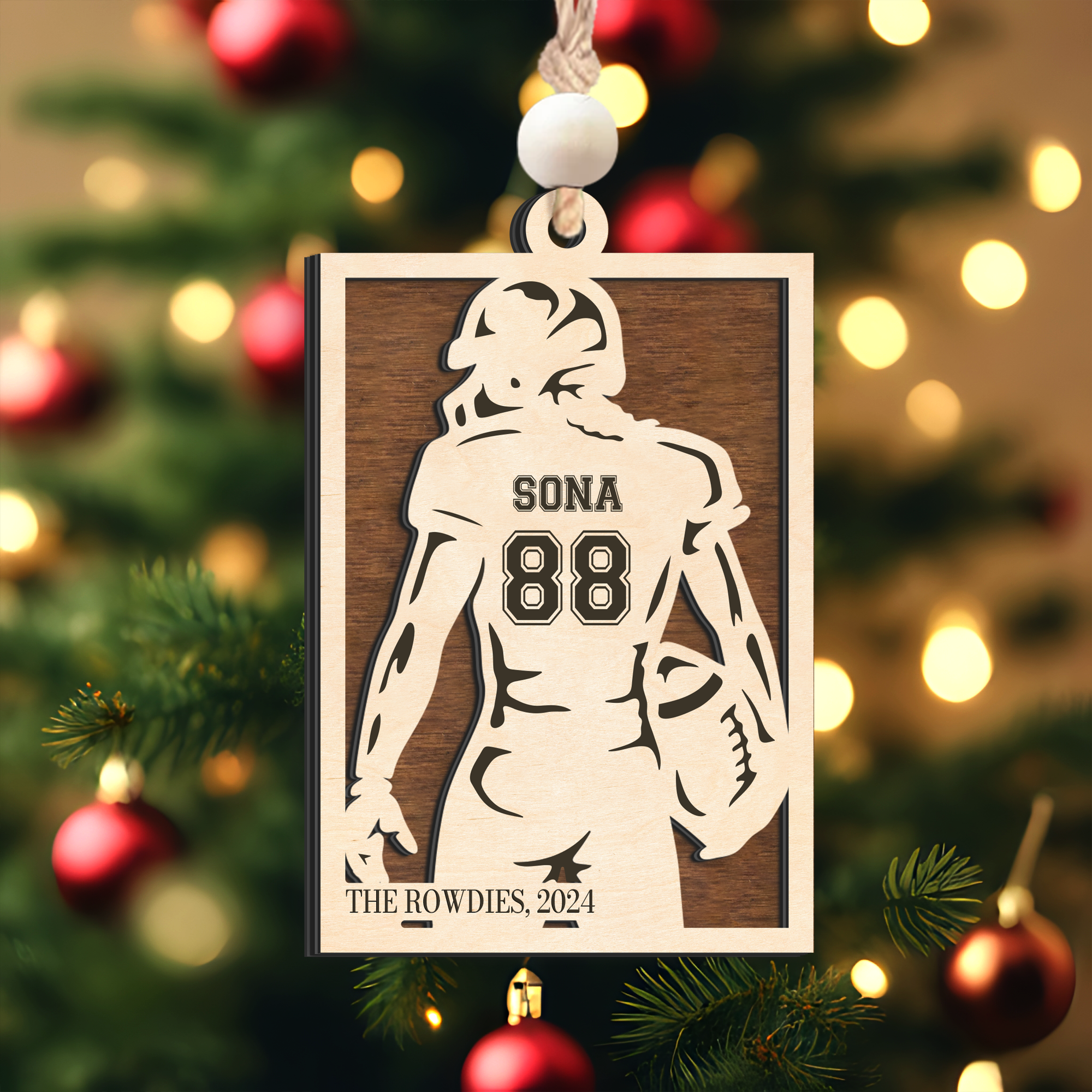 Personalized Football Ornament Gifts, Custom Football Ornament Wooden CF916