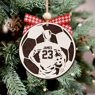 Personalized Football Ornament, 2 Layered and Engraved Wooden Ornament  CF430