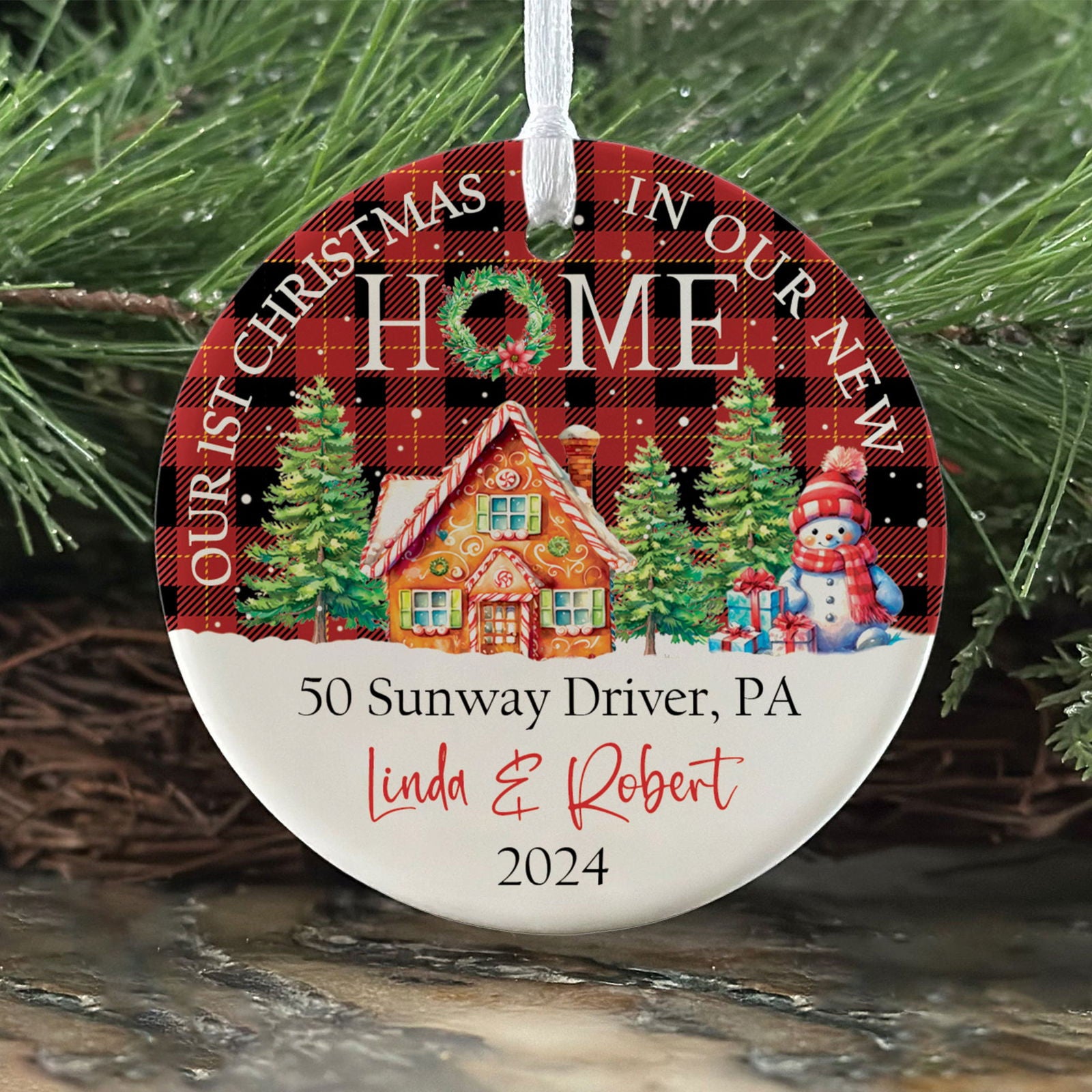 Housewarming Gifts for New House Ornament, Personalized New Home Ornament, Custom House Address Christmas Ornament, Personalized First Christmas in Our New Home Ornament, Custom New House Gift Ideas, Couples New Home Ornament CX01-20 - Kindlytoys