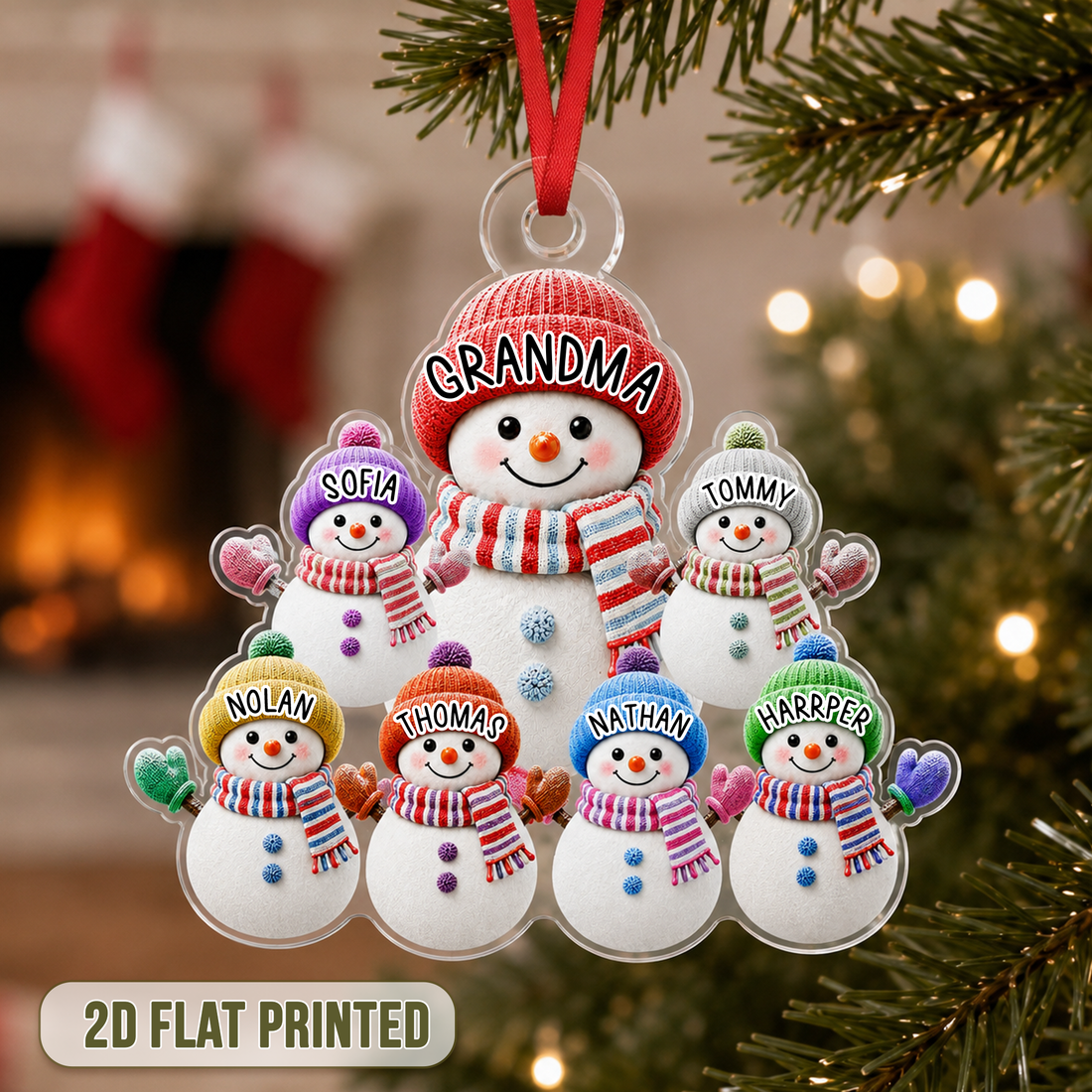 Personalized Grandma Snowman Family Ornament, Custom Name Acrylic Christmas Ornament, Christmas Tree Decoration, Grandkids Keepsake Gift CF054