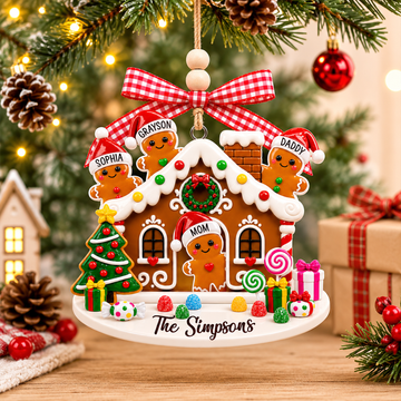 Personalized Gingerbread Family Ornament, Custom Name Christmas Ornament, Christmas Tree Decoration, Family Keepsake Gift CF050