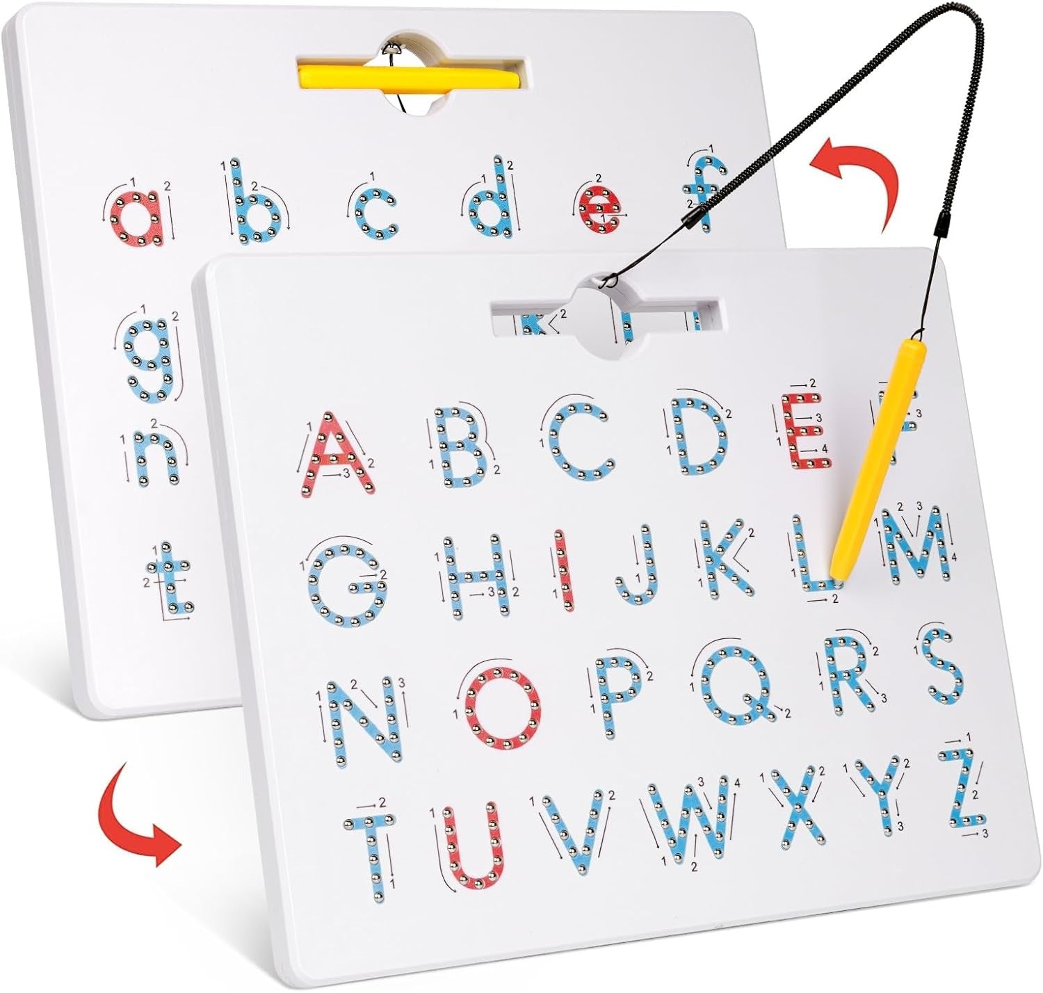 Double Sided Magnetic Letter Board - 2 in 1 Alphabet Magnets Tracing Board for Toddlers ABC Letters Uppercase & Lowercase Practicing Learning Education Toys