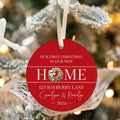 New Home Ornament, Christmas Wreath Ornament, Ceramic New Home Ornament, Personalized First Christmas New Home Ornament, Custom Ceramic Keepsake with Address, Names & Year, 3x3 Inch Christmas Decoration CX02-7 - Kindlytoys