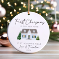 New Home Ornament, Christmas Wreath Ornament, Ceramic New Home Ornament, Personalized First Christmas New Home Ornament, Custom Ceramic Keepsake with Address, Names & Year, 3x3 Inch Christmas Decoration CX02-15 - Kindlytoys