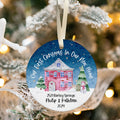 New Home Ornament, Christmas Wreath Ornament, Ceramic New Home Ornament, Personalized First Christmas New Home Ornament, Custom Ceramic Keepsake with Address, Names & Year, 3x3 Inch Christmas Decoration CX02-19 - Kindlytoys