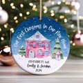 New Home Ornament, Christmas Wreath Ornament, Ceramic New Home Ornament, Personalized First Christmas New Home Ornament, Custom Ceramic Keepsake with Address, Names & Year, 3x3 Inch Christmas Decoration CX02-19 - Kindlytoys