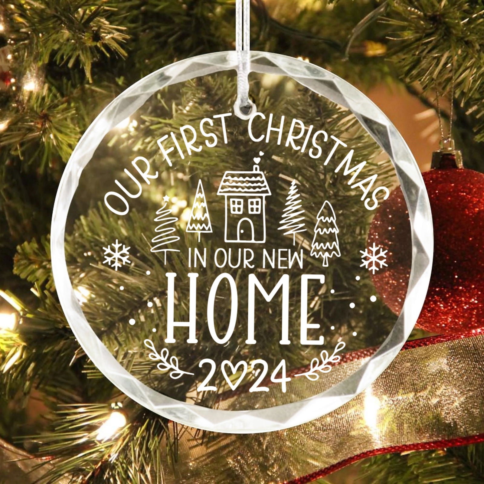 New Home Personalised Frosted Christmas Ornament, New Home Gift, Christmas In New Home, First Home 2024, Christmas Gift, Christmas GX03-6 - Kindlytoys