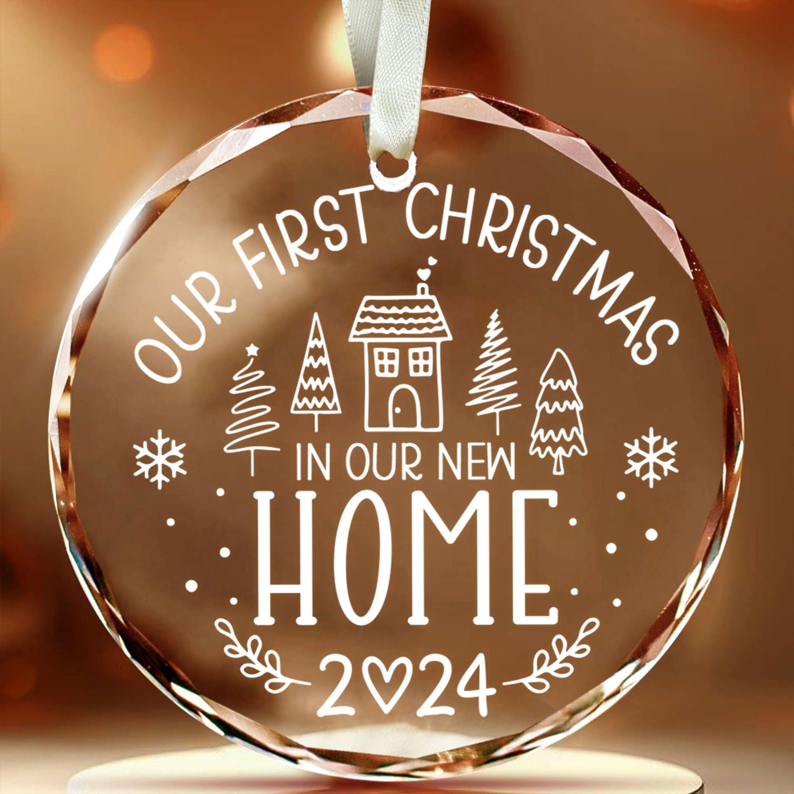 New Home Personalised Frosted Christmas Ornament, New Home Gift, Christmas In New Home, First Home 2024, Christmas Gift, Christmas GX03-6 - Kindlytoys