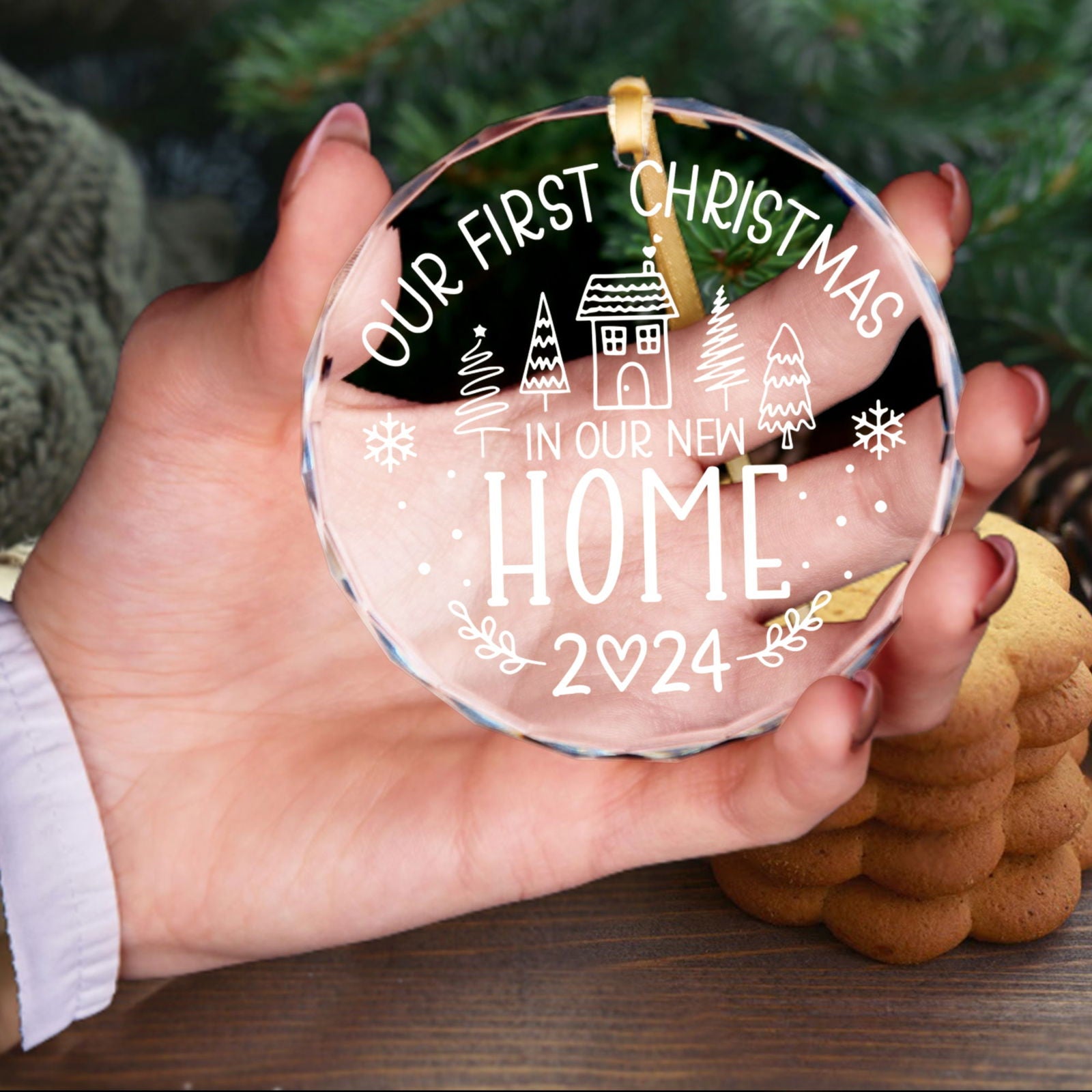 New Home Personalised Frosted Christmas Ornament, New Home Gift, Christmas In New Home, First Home 2024, Christmas Gift, Christmas GX03-6 - Kindlytoys