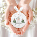 New Home White Christmas Theme Ornament, First Christmas in Our New Home Keepsake, Ceramic Round Shaped Sign Plaque,  Gift for Family Friends Celebarting New House CX03-4 - Kindlytoys