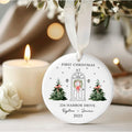 New Home White Christmas Theme Ornament, First Christmas in Our New Home Keepsake, Ceramic Round Shaped Sign Plaque,  Gift for Family Friends Celebarting New House CX03-4 - Kindlytoys