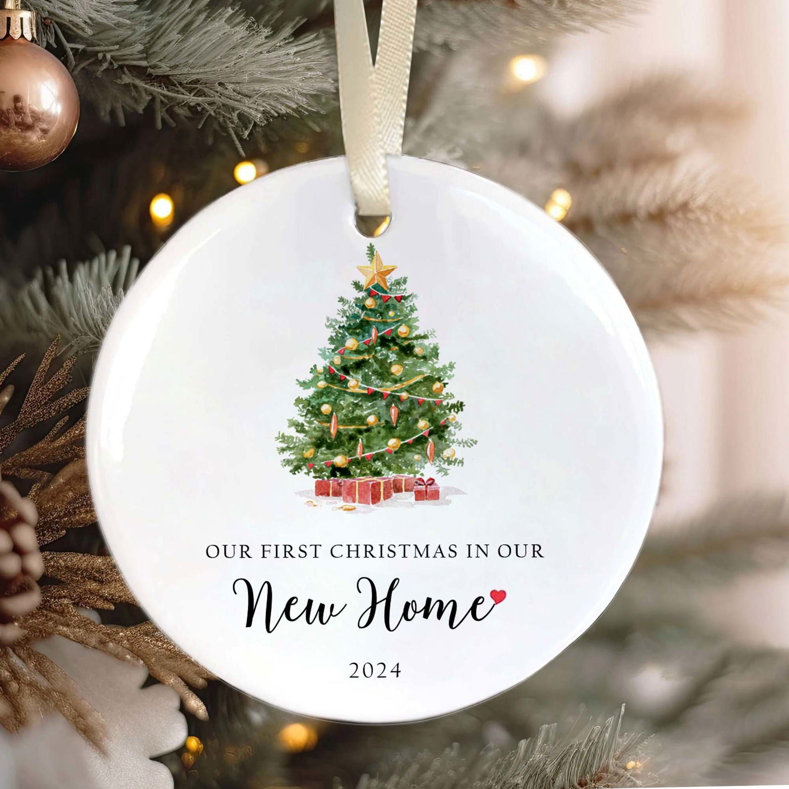Our First Christmas in Our New Home Ornament 2024, Housewarming Gifts for New House, Ceramic Keepsake New Home Christmas Ornaments, Home Tree Decoration, New Home Bauble CX06-11 - Kindlytoys