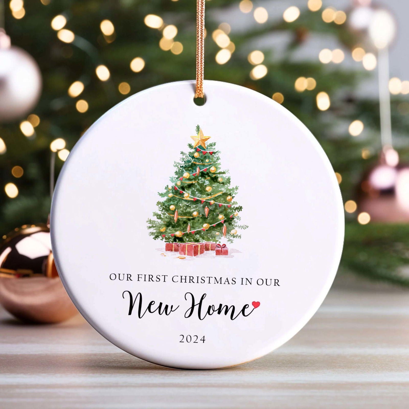 Our First Christmas in Our New Home Ornament 2024, Housewarming Gifts for New House, Ceramic Keepsake New Home Christmas Ornaments, Home Tree Decoration, New Home Bauble CX06-11 - Kindlytoys