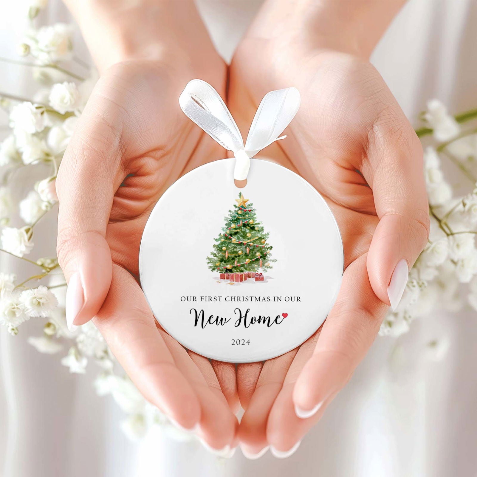 Our First Christmas in Our New Home Ornament 2024, Housewarming Gifts for New House, Ceramic Keepsake New Home Christmas Ornaments, Home Tree Decoration, New Home Bauble CX06-11 - Kindlytoys