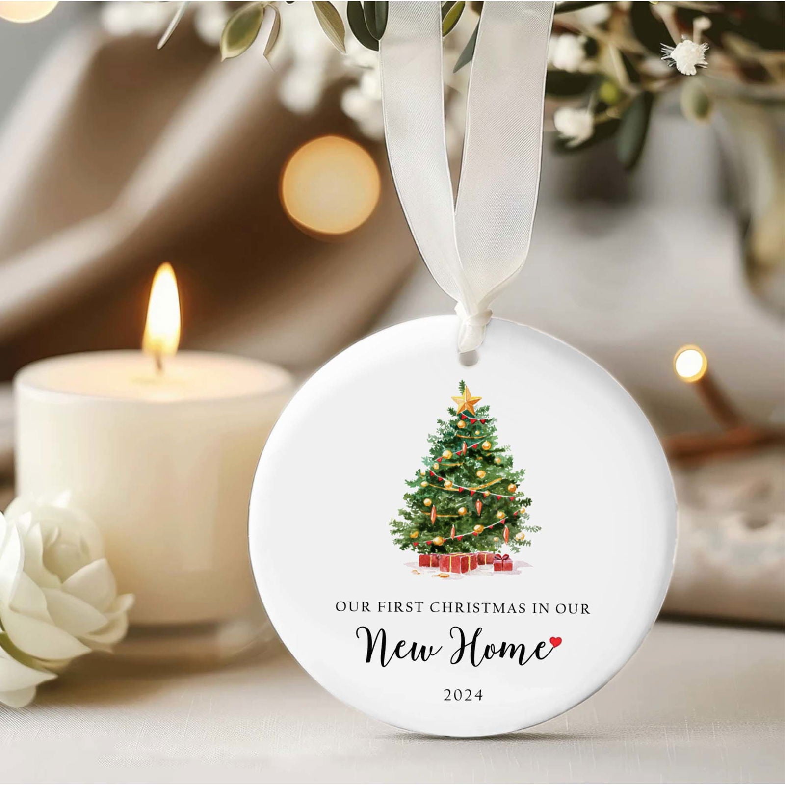 Our First Christmas in Our New Home Ornament 2024, Housewarming Gifts for New House, Ceramic Keepsake New Home Christmas Ornaments, Home Tree Decoration, New Home Bauble CX06-11 - Kindlytoys