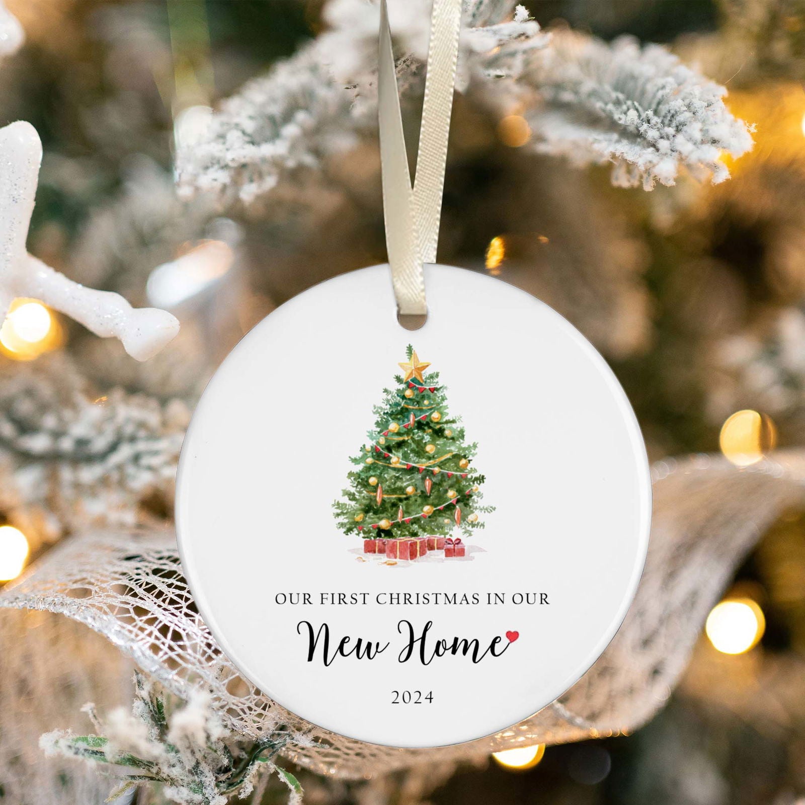 Our First Christmas in Our New Home Ornament 2024, Housewarming Gifts for New House, Ceramic Keepsake New Home Christmas Ornaments, Home Tree Decoration, New Home Bauble CX06-11 - Kindlytoys